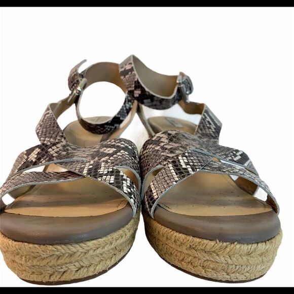 Geox Taupe snakeskin leather wedge espadrilles 39 - Picture 5 of 8